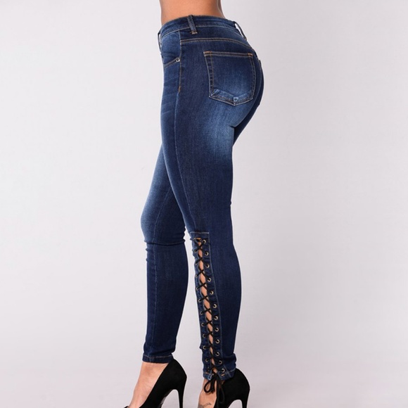 2FOR$30 - NWOT Dark Denim Pencil Jeggings w/Lace Up Ankles,  XL - Picture 2 of 5